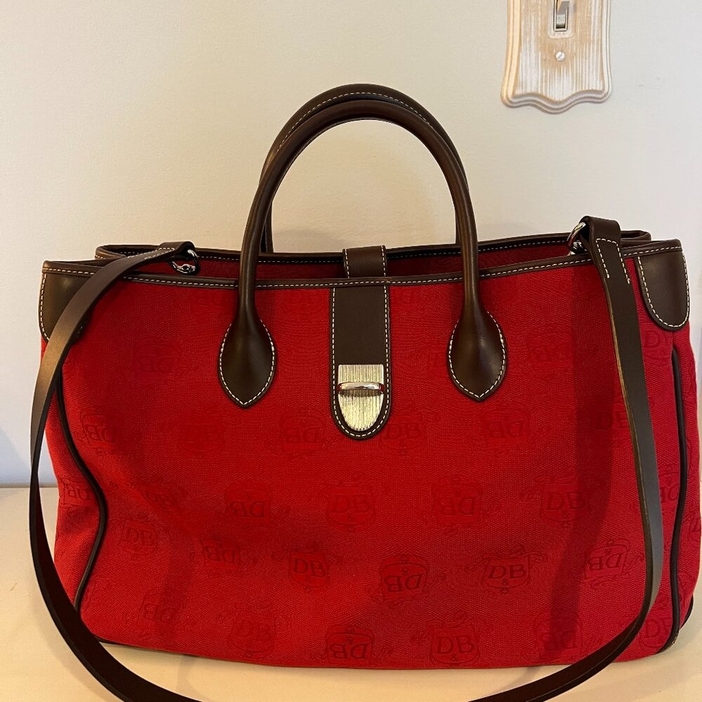 NWOT Dooney & Bourke Vintage Red Fabric Tote w/ Removable Crossbody